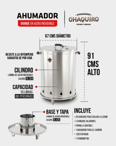 AHUMADOR GRANDE ACERO INOXIDABLE - Imagen 2