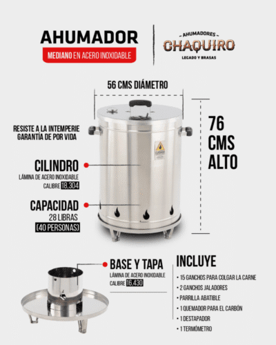 AHUMADOR MEDIANO ACERO INOXIDABLE - Imagen 2