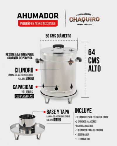 AHUMADOR PEQUEÑO ACERO INOXIDABLE - Imagen 2